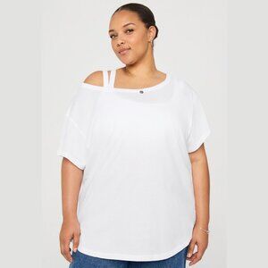 NWT Women's Fabletics 2X WHITE 100% Cotton Oversized Tee Shirt
